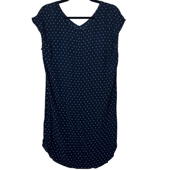 Madewell Navy Polka Dot Cap Sleeve Dress Size S 100% Viscose Pullover Minimalist - Picture 1 of 8